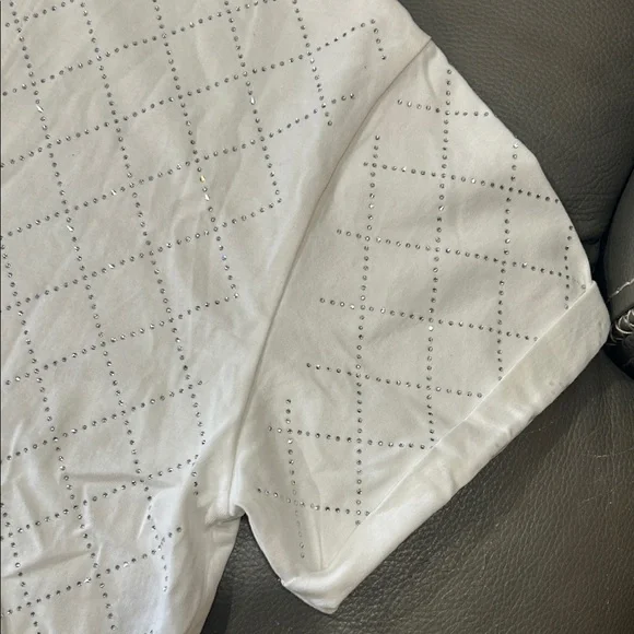 CHANEL White Rhinestone Diamond Pattern Top, size 38/8. NWT. LUXURY - Picture 9 of 10
